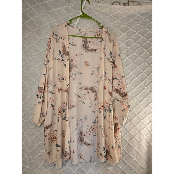 Unbranded Accessories - Women's Unbranded Beige Floral Bird Print Kaftan M